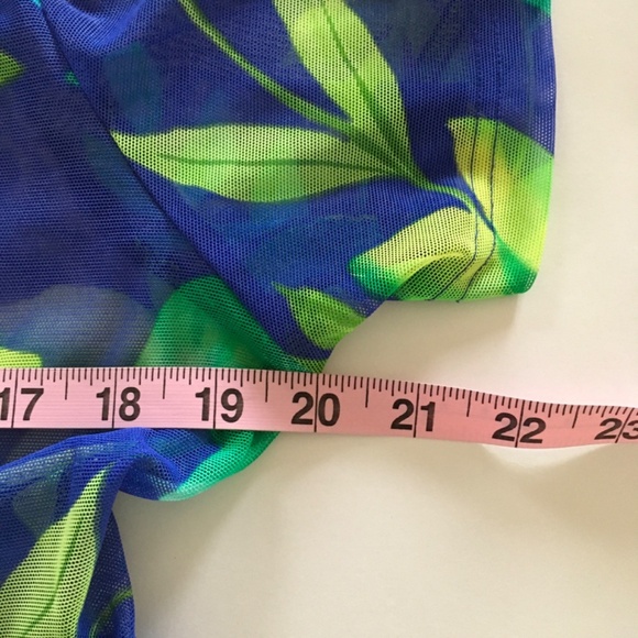 VTG Cole of California Blue Green Floral Mesh Sheer Cover Up Babydoll Dress M/L - Picture 12 of 14